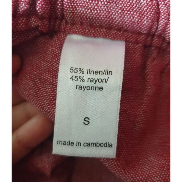 Maurices Red Linen Blend Shorts S Mid Rise Casual Chic Pockets Athleisure Shorts - Picture 5 of 7